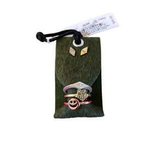 Two-Tone Smiley Face Ring Trio & Stud Set.